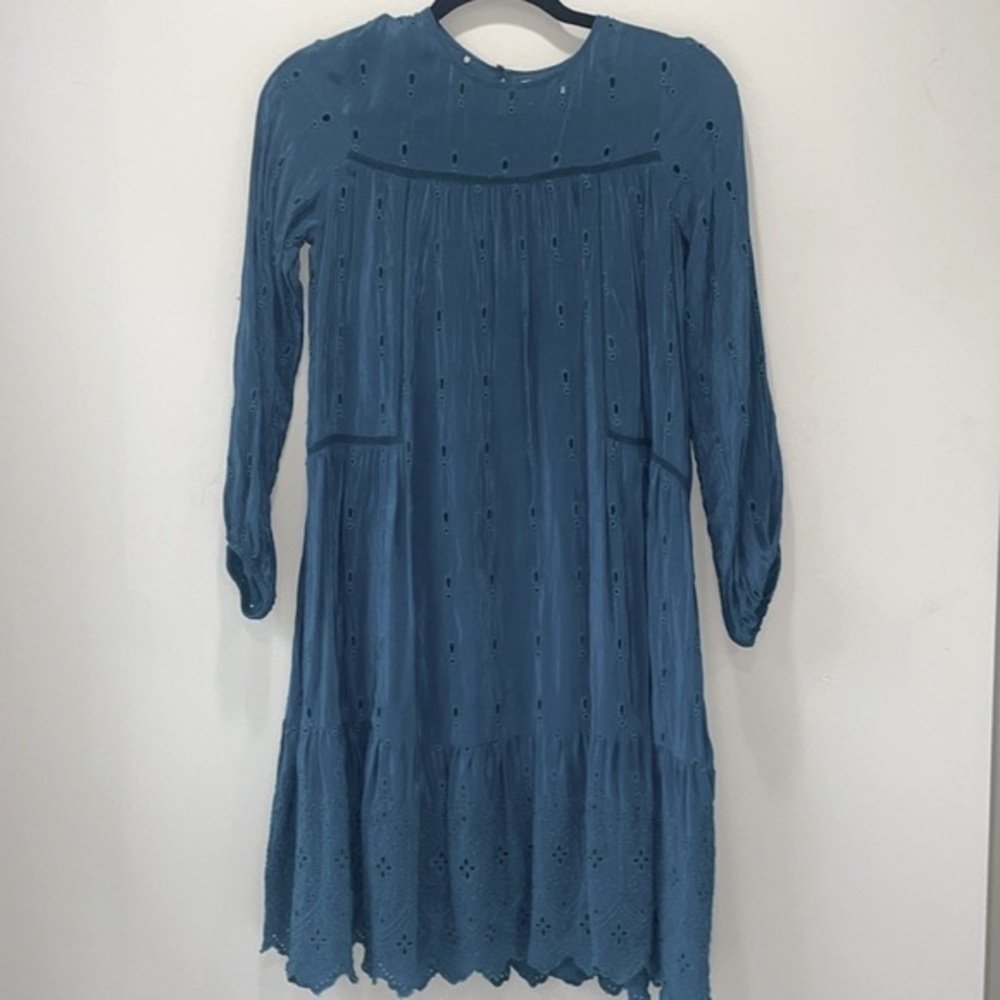 Zara girls emerald green eyelet dress